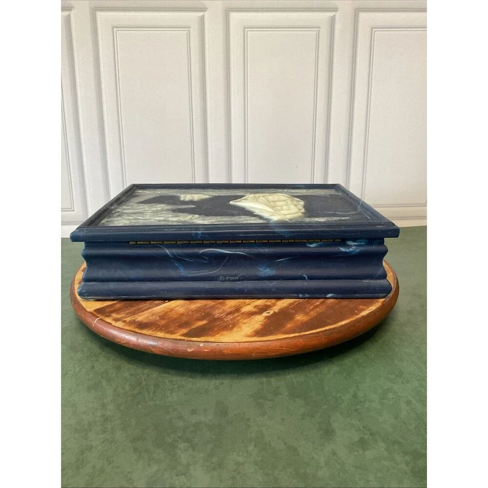 Vintage 1970’s Incolay Nautical Theme Jewelry Trinket Box Sailboat By JW ROBERTS